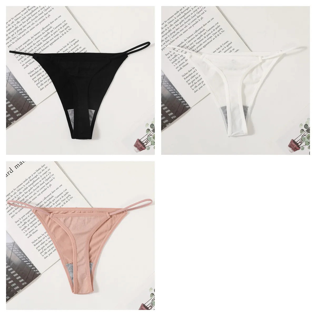 3Pcs/Set Women Panties G-String Seamless Underwear Low Rise Thongs Sexy Lingerie Female Thong G-String High Cut Panties