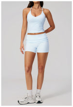 Summer 2Pcs Yoga Sets Women Camisole Slimming Sports Tank Top Pleate High Waist Shorts Fitness Suit Gym Running Excersize Wear