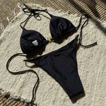Solid Orange Swimwear Metal Ring String Halter Triangle Micro Bikini Thong Sexy Swimsuit Women 2026 Bathing Suit Bikinis Sets