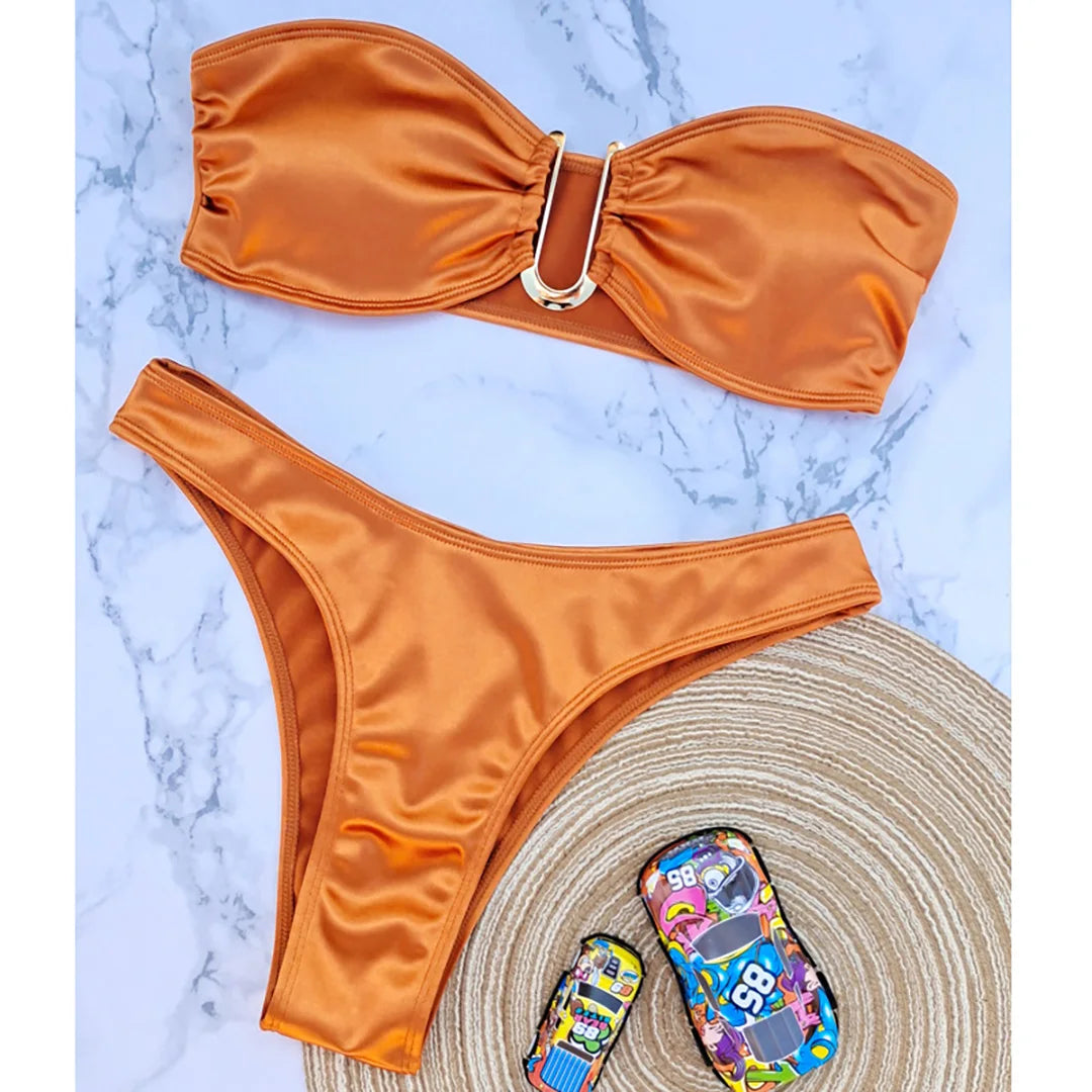 13 Color 2026 New Sexy Bandeau Bikini Women Swimwear Female Swimsuit Two-Pieces Bikini Set Padded Bather Bathing Suit Swim V4647