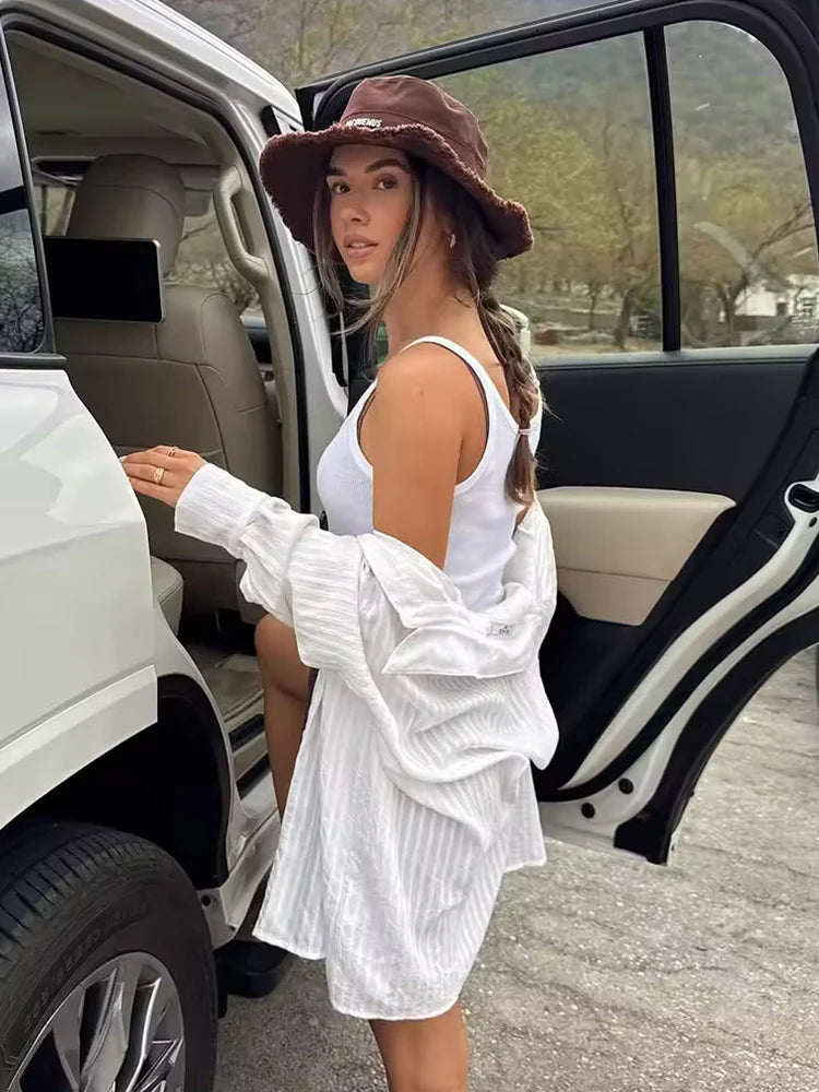 Foridol White Striped Blusas Para Mujer Spring Summer Casual Women Shirt Single Breasted Long Sleeve Loose Shirts Blouses 2025