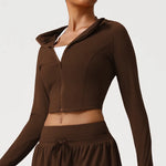 Women's Seamless Yoga Top Zipper Long-sleeved Sports Jacket Outdoor Fitness Gym Casual Top