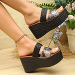 2026Trend Summer High Heel Women Sandals Big Size Open Toe Beach Shoes Fashion Comfortable Wedge Heel Slippers Slides Women