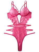 Women Lace Bodysuit Female Underwear Floral Embroidery Heart Shaped Ornament Design Bodycon