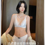 Sexy Summer Bra Sin Aros, French Lingerie Encaje Triangulo Pecho Pequeño, Bralette Suave Puro Deseo Saten MOYISU 32-38-S-XL AB