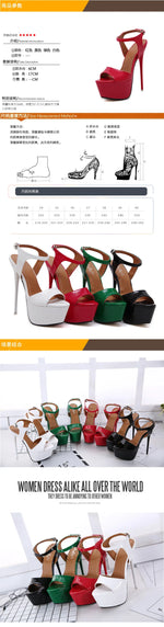 Women's High-Heeled Sandals 15cm Super High Heels Thin Heels Waterproof Platform One-Button Strap Sexy Women's Shoes 2026