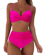 Push Up Bikini Leopard Swimsuit Women Sexy Solid Swimwear Female Floral Bathing Suit Ruched Beachwear XL High Waist Bikini 2026