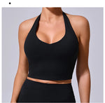 Ladies Sports Bra Sexy Hanging Neck High Support Impact Yoga Underwear Running Fitness Gym Push Up Workout Bra Padded Bralette