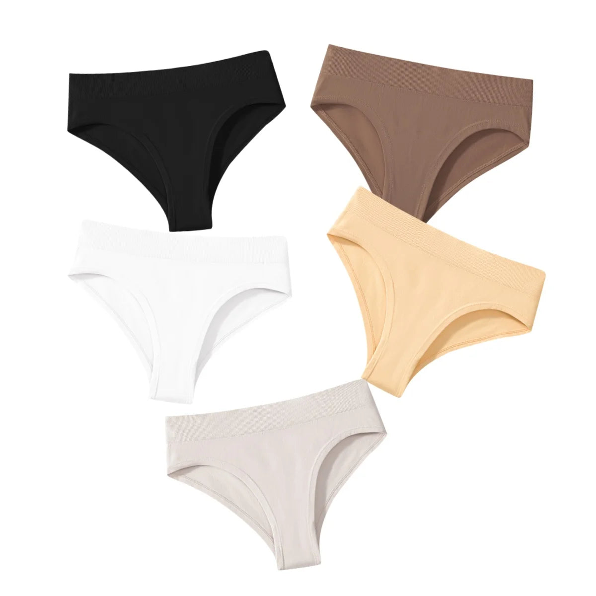 5Pcs/Set Briefs High Rise Panty Women Panties Female Underpants Solid Color Seamless Underwear S-XXXL Sexy Lingerie Intimates