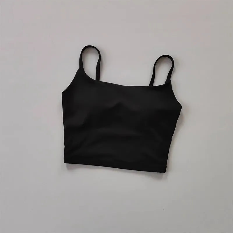 Women's yoga sports bra, small camisole vest integrated fixed gathering sports and fitness bra