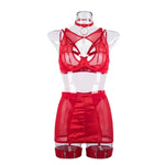Toucheart 5-Pieces Erotic Lingerie Sexy Hip Skirt For Women Mesh Patchwork Hollow Out See-Through Lure Garters Underwear Suit