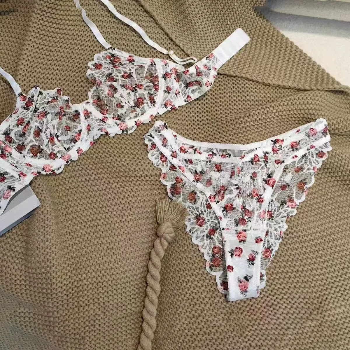 Summer Ultra Thin Women Lingerie Set Sexy Leopard Print Bra French Lace Flowers Embroidery Underwear Breathable Intimates Bras