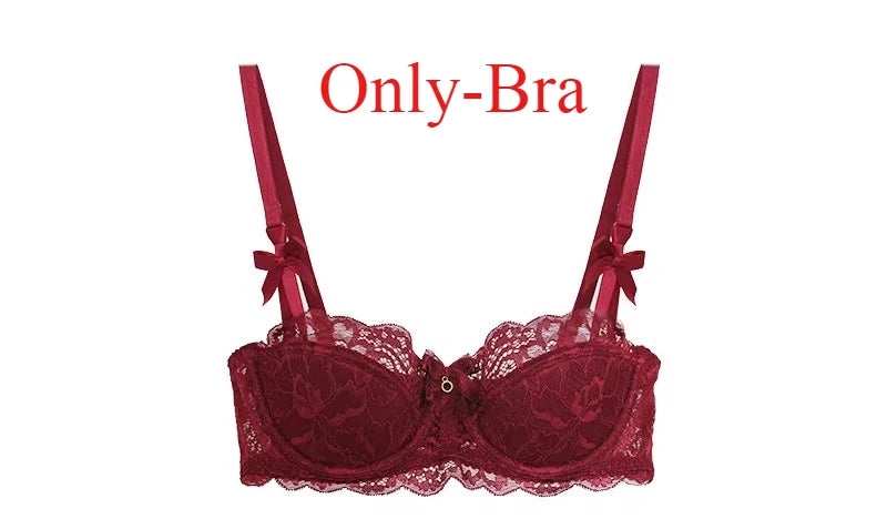 Sutiã Bralette French Pure Desire AB Cup para Pequenos Bustos Push Up Sem Arame Lace para Chubby Girl Bow Confortável Panty Set