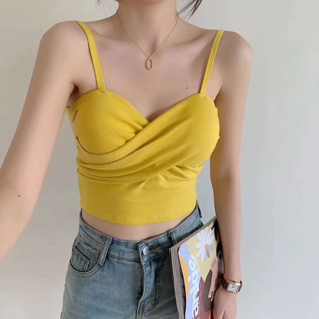 Women Tank Crop Top Sexy Bra Tops Seamless Underwear Female Crop Top Wireless Lingerie Padded Camisole Intimate