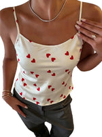 New Women Satin Top Heart Print Camisole Slim Fit Sleeveless Crop Top Elegant Ladies Pajama for Different Occasions