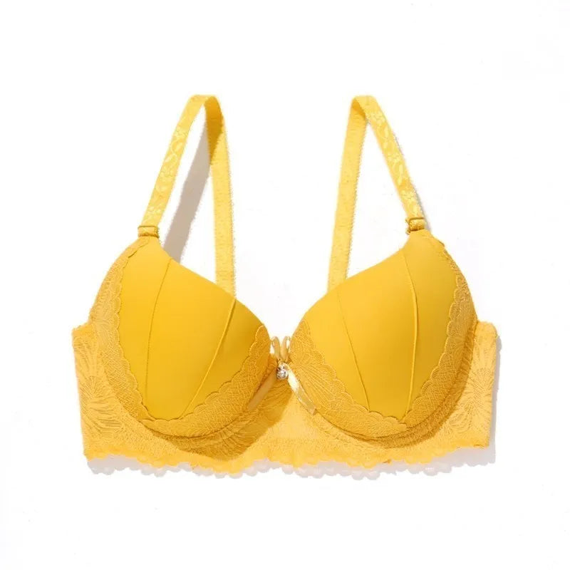 Beauwear Green Embroidred Floral Bra with Pendent Push Up Bra with Foam Pad Underwire Bras 75B 80B 85B-W8001