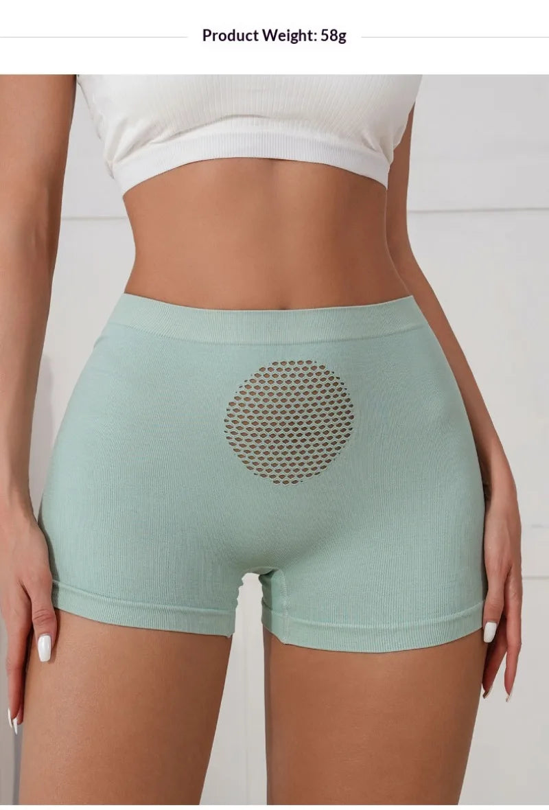 Women's Seamless Shapewear Boxer Briefs Solid Color Mid-Rise Boyshort Comfortable Breathable Underpants Yoga Sports Underwear