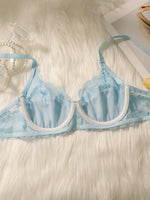 Women's Sweet Embroidered Lace Underwear with Steel Hoops Convolute Push ups Breathable Daily Casual Bra MR2702