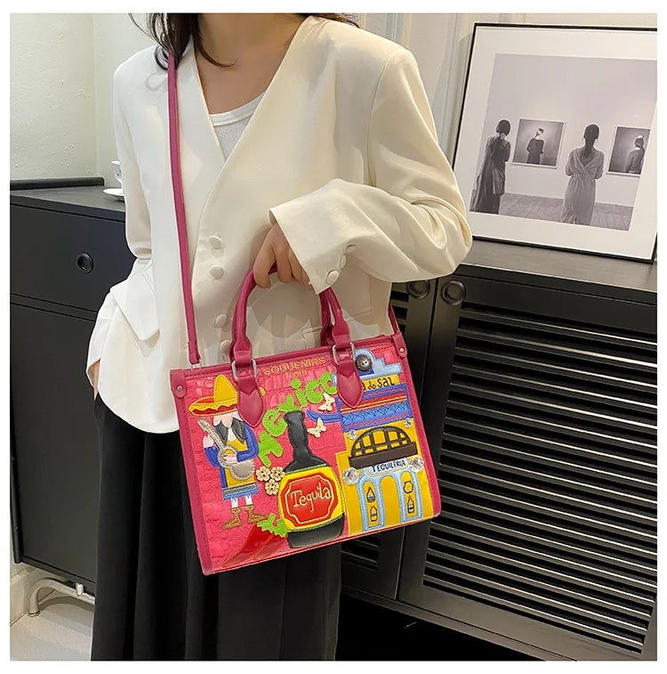 Design Patchwork Zipper 2026 Hot Sale Women's Bags Retro High Quality Women's Bags PU New Personality Stylish Shoulder Bags