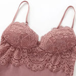 Women's Spring/Summer French style Silk Breathable nightress with Bra sexy Nightgown for Ladies bottoming dress