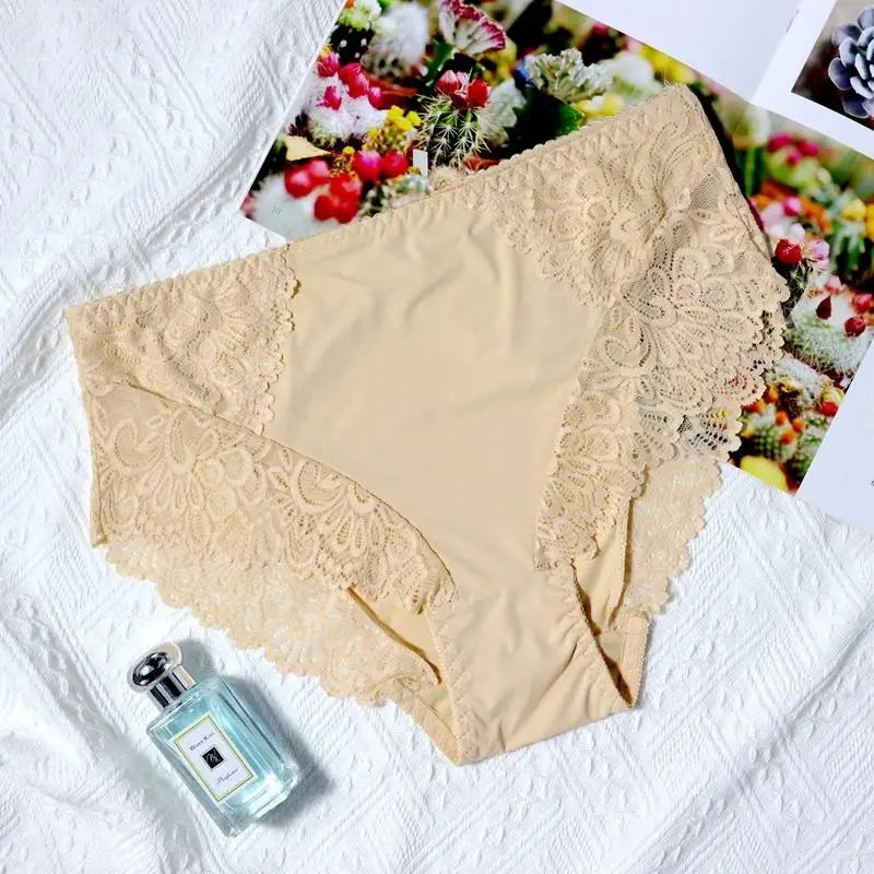 BEAUWEAR Plain Lace Underwear Unlined Thin Panties for Women Plus Size Underpant 0XL 1XL 2XL 3XL 4XL 5XL