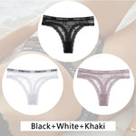 3Pcs/set Lace Thongs Women Floral G-string Underwear Trendy Letter T-Back Underpants Sexy Low Waist Bikini Panties Ladies Panty