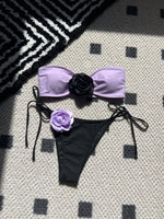 DEKA Pink 3D Flower Bandeau Bikinis Sets 2026 Sexy Swimsuit Women String Micro thong Swimwear Bathing Suit Beach Wear Bikini