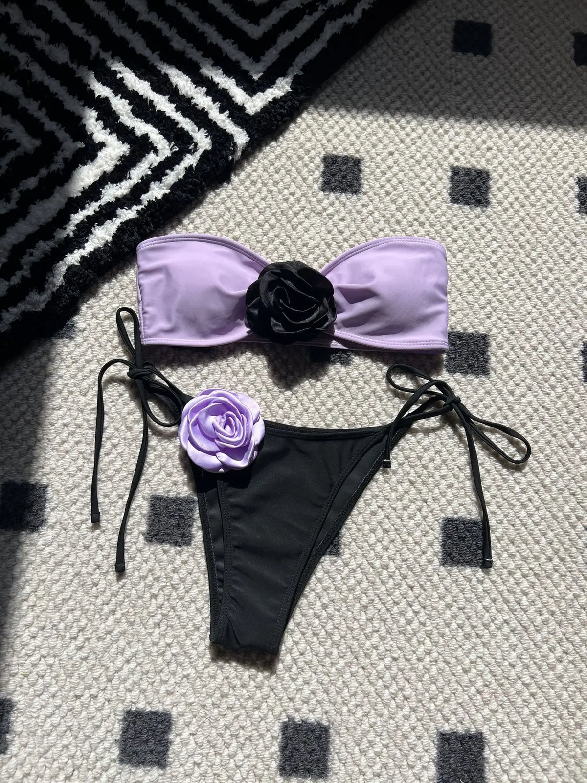 DEKA Brazilian Sexy 3D Flower Two Pieces Bikini Set Bandeau Swimsuit Women Swimwear Female Separate Biquini Beach Bathing Suit