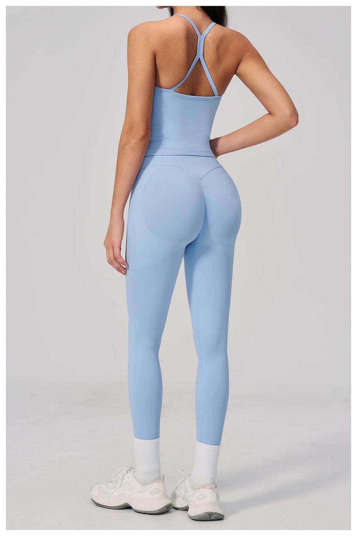 Summer Seamless Yoga Sets Women Outdoor Slimming Sports Tank Top High Waist Hip Lifting Leggings Gym Fitness Suits Tracksuit