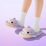 Cute Cartoon Shark Slippers For Women Men Gradient Color Summer Platform Shoes Night Glowing Style Couples Home Street Slides