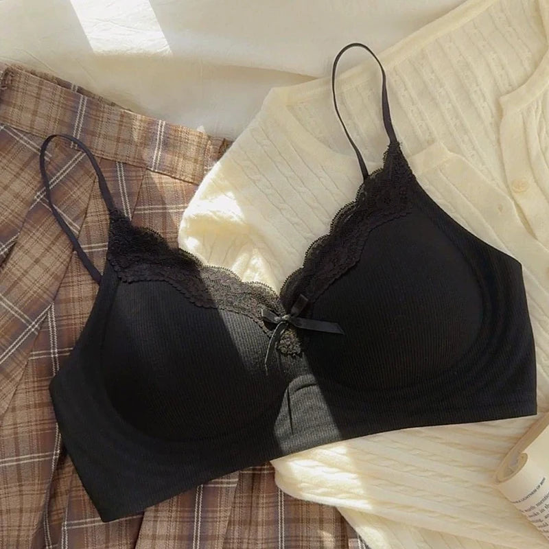 Women's Lace Bra Underwear Vest-Style Strips Beautiful Comfortable Bra Small Breasts Support Comfortable Wireless Underwear