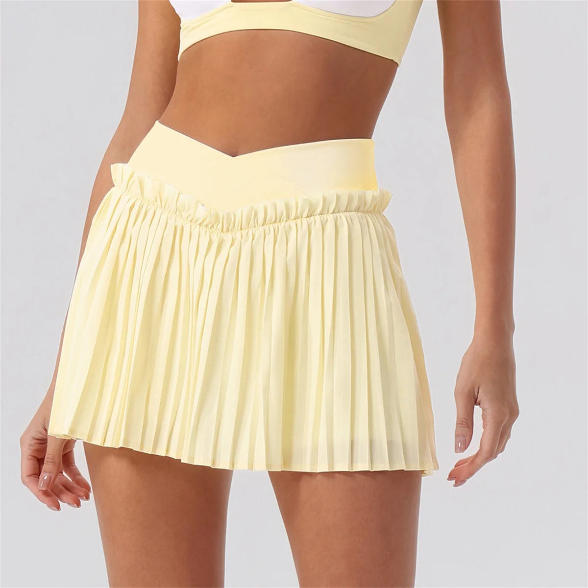 2026 Summer Tennis Short Skort Women Quick Drying High Waist and Abdominal Compression Lace Ruffles Yoga Golf Pleate Mini Skirt