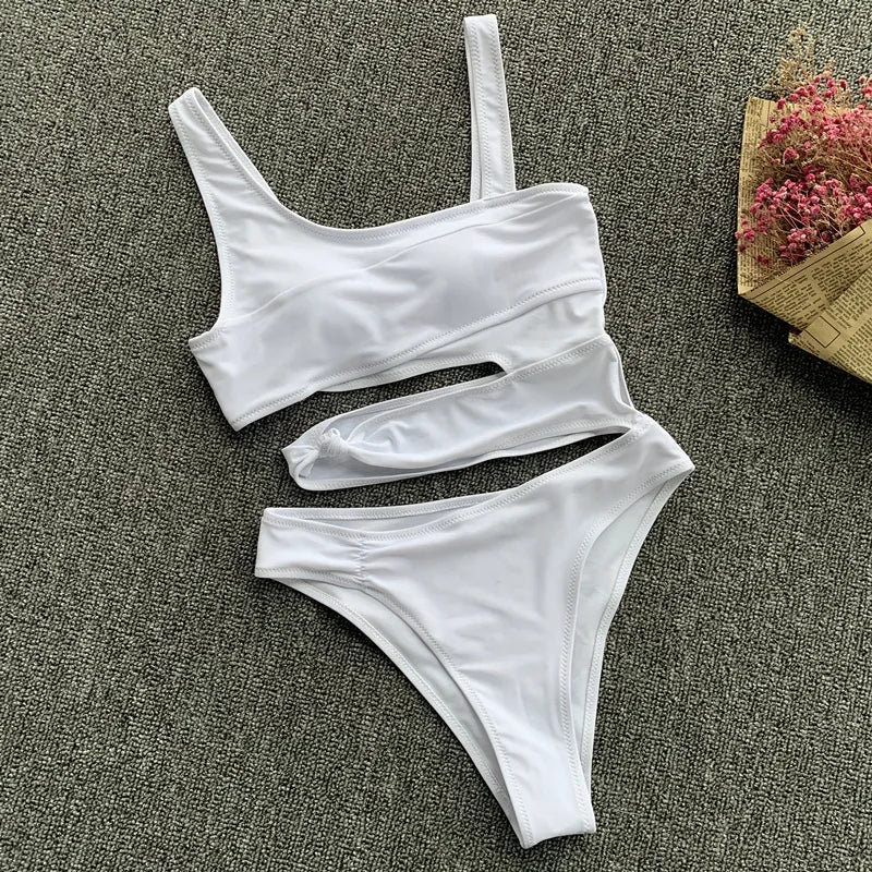 DEKA One Shoulder Swimsuit Women Swimwear Sexy Bikinis Female Biquini Hollowen Swim Suits Cut Out Bodysuit Bathingsuit Beachwear