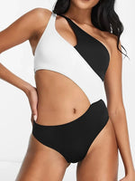 2026 One Shoulder Cut Out Swimsuit One Piece Solid Swimwear Women Bathers Bathing Swimming Swim Suit Female Beach Wear
