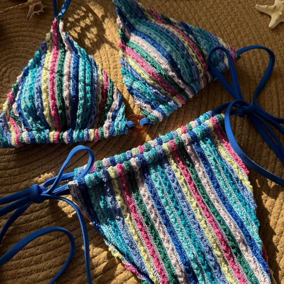 DEKA Vintage Striped Bikini Set ThongBathing Suit Beachwear Women Swimsuit Halter Swimwear Padded Bra ottoms Female Bikin