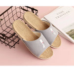 Breathable Cotton Flax Slippers For Women Men Indoor Shoes Anti-slip Light Weight Cute Cartoon Couples Home Floor Slides