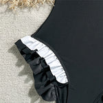 Ruffled Frilled Splicing One Piece Swimsuit Women Swimwear Female Monokini High Leg Cut Padded Bather Bathing Suit Swim V7414