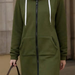 Zip Up Hoodies for Women Oversized Fleece Long Tunic Hooded Sweatshirt Autumn Winter Casual Drawstring Coat with Pockets