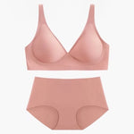 Women Push-Up Bra And Panties Set Non-wire Brassiere Low Waist Briefs Sexy Lingerie Women's Ice Silk Underwear Female Intimates
