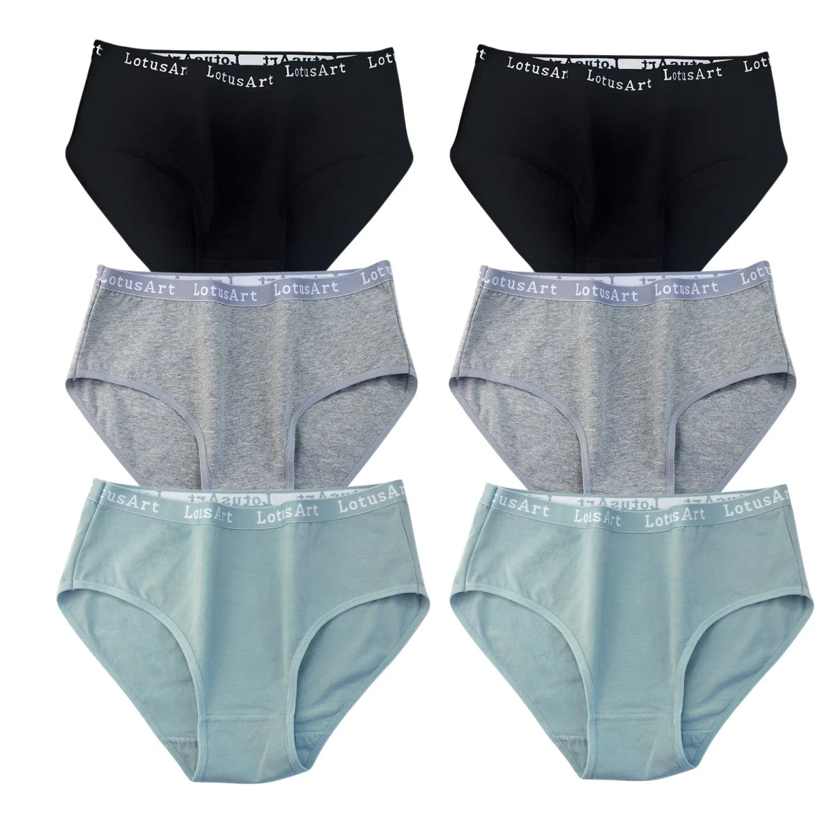6Pcs/Set Women High Waist Cotton Briefs Letter Print Wide Waistband Panties Solid Color Full Coverage Hip Lifting Lingerie M-2XL