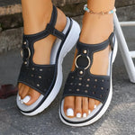 2026 New Summer Clip Toe Flat Heels Sandals Non-Slip Rome Women Shoes Fashion Buckle Slingback Sandals