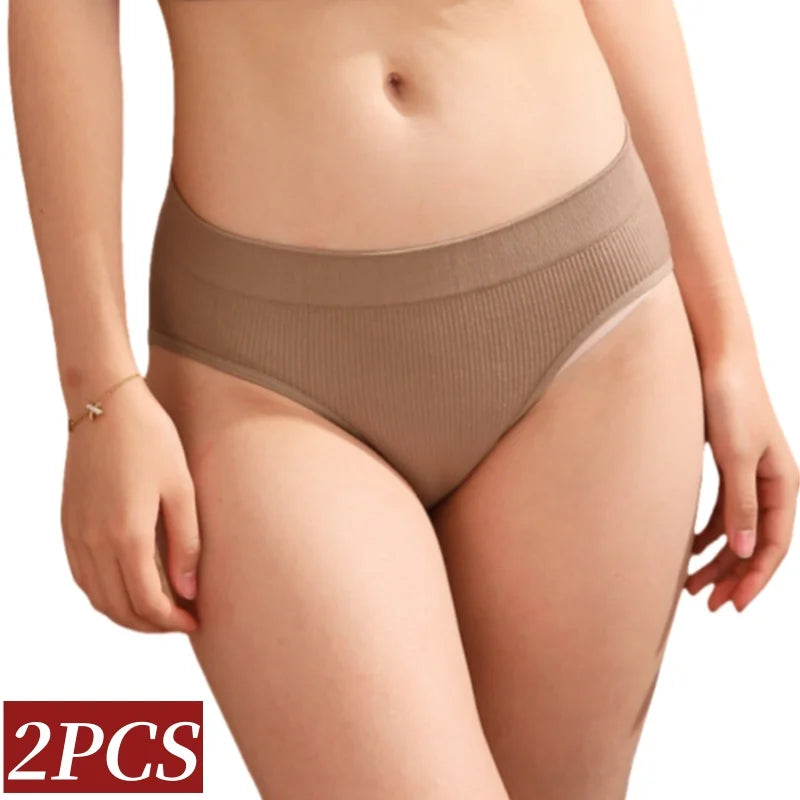 2Pcs/Set Seamless Panties Women Briefs Panty Low Rise Bikini Sexy Underwear Female Full Coverage Underpants Lingerie Panty
