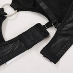 Toucheart Sexy Hollow Out Halter Chain Lingeries Bra Set Exotic Glossy Pu Leather Set Underwear For Women Bra Set Sexy Lingerie