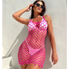 Sexy Women Fishnet Hollow Out Cover Up Dress See Through Bodycon Beach Swimwear Summer Style