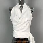 Women Blouses Slim Fit V-neck Lace Up Open Stitch Versatile Sleeveless Top For Female Chiffon Tops Summer Fashion PPAY