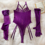 Sexy One Piece Bodysuit Lace Hollow Out Jumpsuit Women Erotic Lingerie Men's Beach Shorts