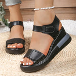 Slope Heel Sandals Women Summer Soft Sole Comfort Shoes Lightweight Open Toe Solid Color Beach Slippers