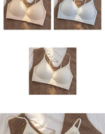 Summer Seamless Crop Top Bra Small Chest Gathered Thin Straps Back Accentuating Bralette Beachwear Light Support Wirefree AU