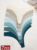 7PCS/Set Seamless Ice Silk Panties Women V-Waist Underwear Sexy Sports Briefs Panties Female Soft Ultra-thin Lingerie G-string