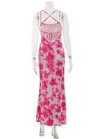 Ahagaga Fashion Women's Maxi Dresses 2026 Summer New Sexy Backless Print Dress Strap Sleeveless Party Beach Bodycon Elegant Cute